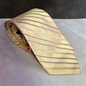 Perry Ellis Silk Gold and Silver Striped 58.5” Tie